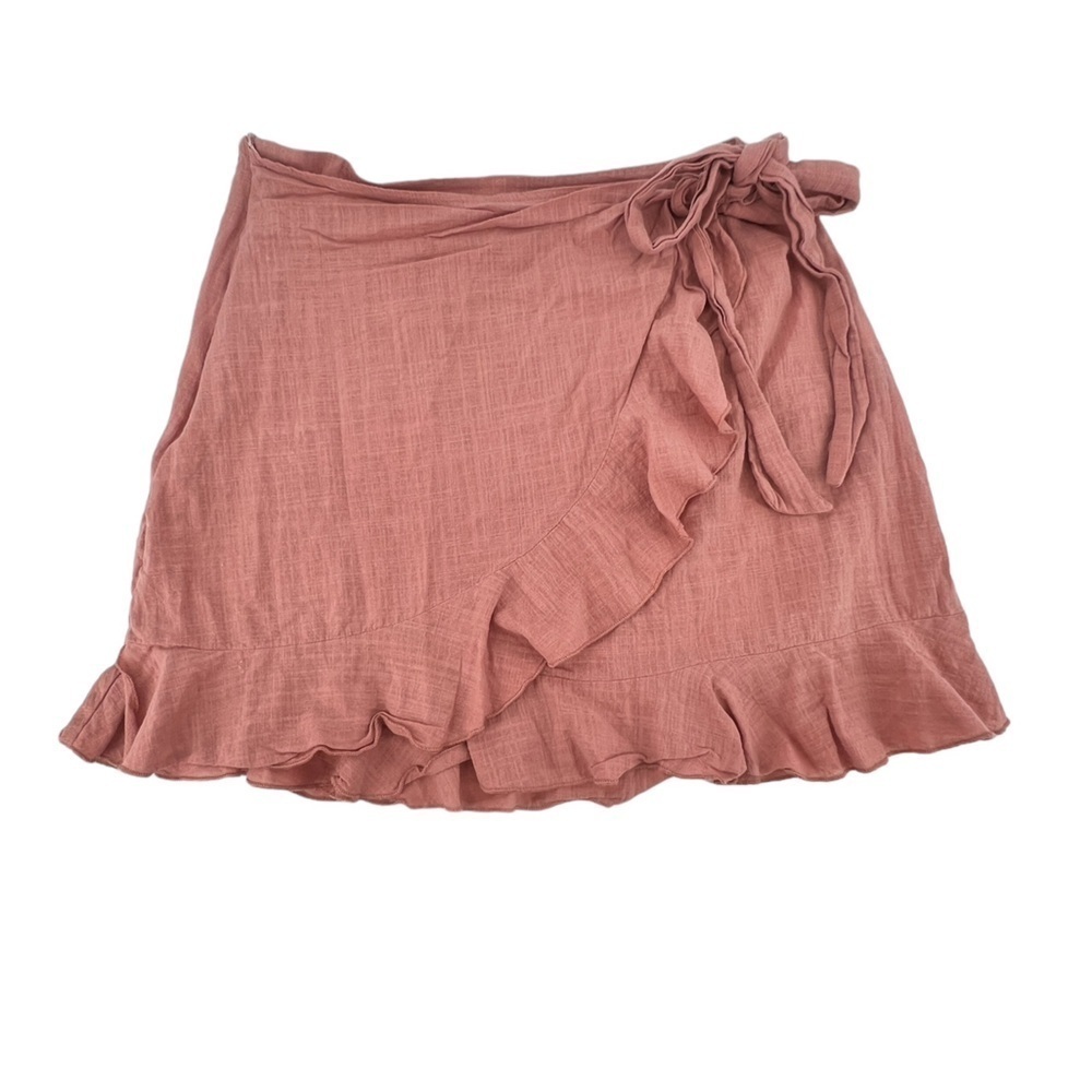 SHEIN Pink Ruffled Wrap Bow Tie Mini Skirt Size Medium Women’s